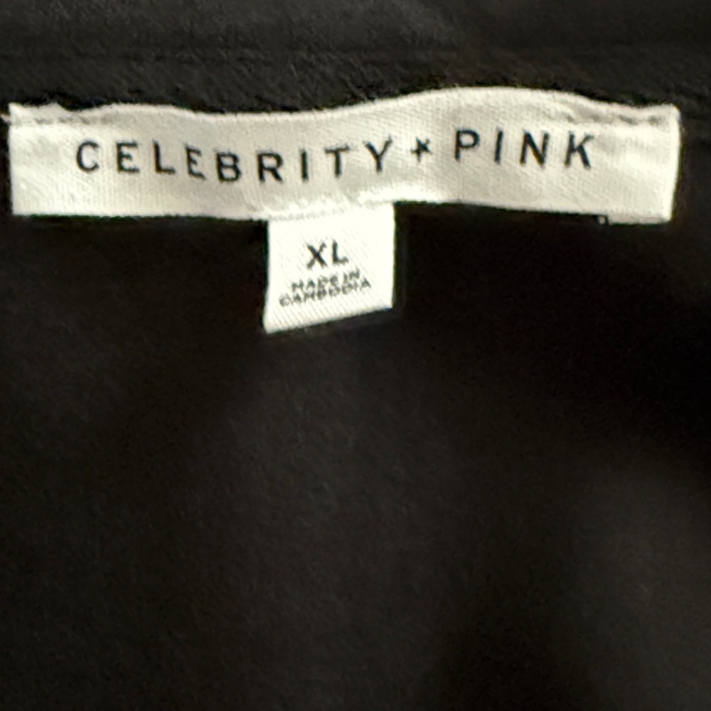 Black Quarter-Zip Fleece Cropped Sweatshirt with Pink Floral Design - Picture 6 of 6